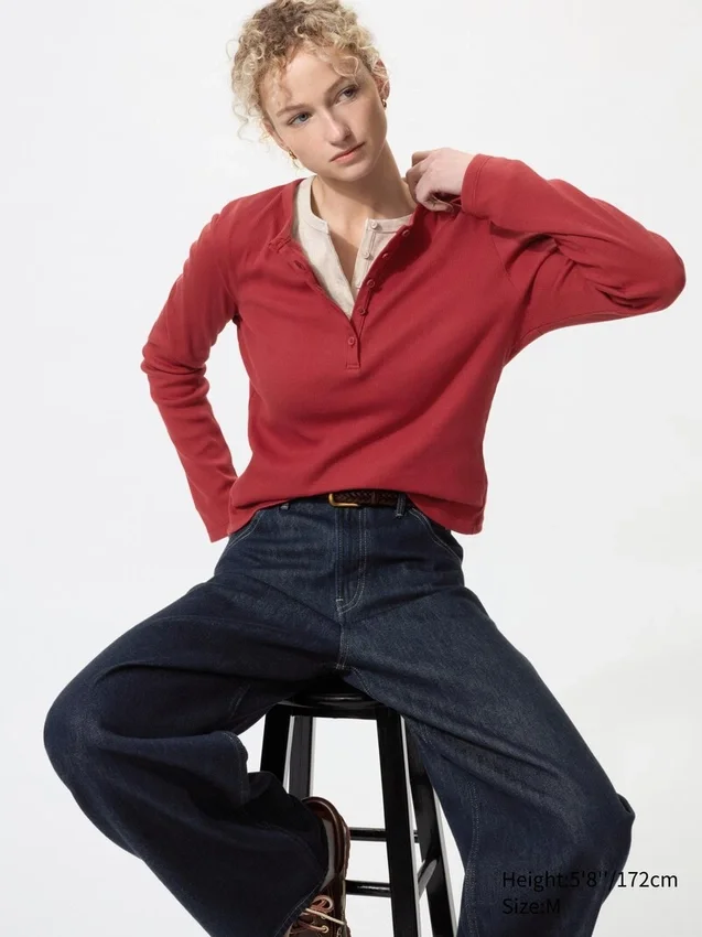 Kadın Ribana Henley Yaka Tişört Kadın Ribana Henley Yaka Tişört