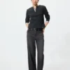 Kadın Ribana Henley Yaka Tişört Kadın Ribana Henley Yaka Tişört