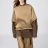 Kadın Saten Oversized Şort Bluz | Yarım Kol