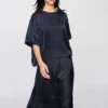 Kadın Saten Oversized Şort Bluz | Yarım Kol
