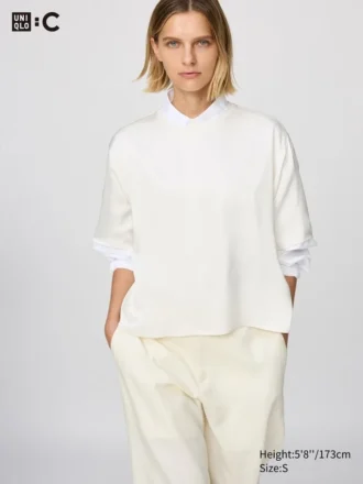 Kadın Saten Oversized Şort Bluz | Yarım Kol