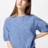Kadın Seersucker Bol Bluz | Gingham