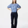 Kadın Seersucker Bol Bluz | Gingham