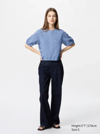 Kadın Seersucker Bol Bluz | Gingham