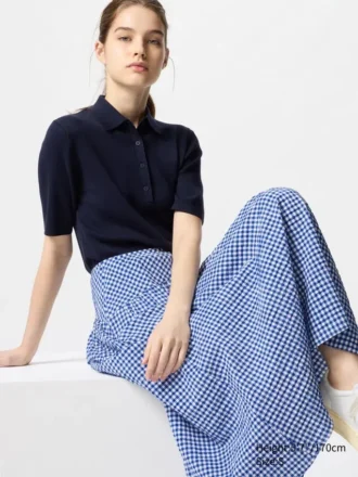 Kadın Seersucker Bol Etek | Gingham