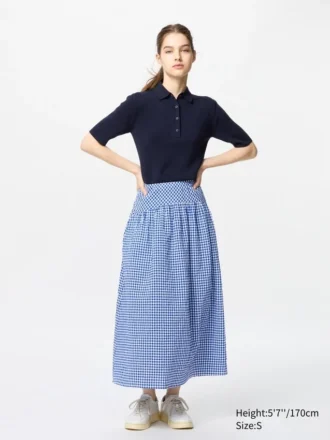 Kadın Seersucker Bol Etek | Gingham