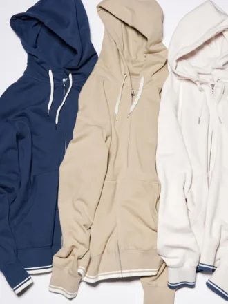 Kadın Sweat Full-Zip Kapüşonlu Sweatshirt (Çizgili)