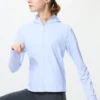 Kadın Ultra Stretch AIRism UV Korumalı Tam Fermuarlı Kapüşonlu Sweatshirt