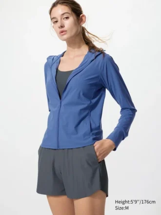 Kadın Ultra Stretch AIRism UV Korumalı Tam Fermuarlı Kapüşonlu Sweatshirt