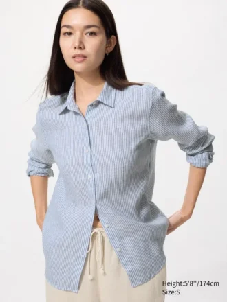 Kadınlar İçin Premium Linen Gömlek | Çizgili