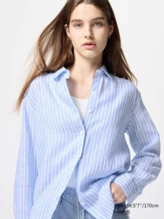 Kadınlar İçin Premium Linen Gömlek | Çizgili