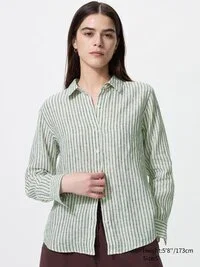 Kadınlar İçin Premium Linen Gömlek | Çizgili