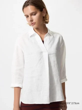 Kadınlar İçin Premium Linen Skipper Yaka Gömlek