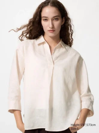 Kadınlar İçin Premium Linen Skipper Yaka Gömlek