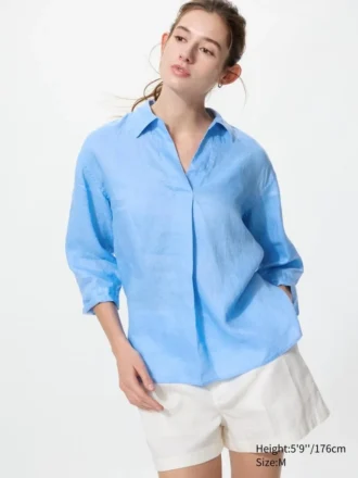 Kadınlar İçin Premium Linen Skipper Yaka Gömlek