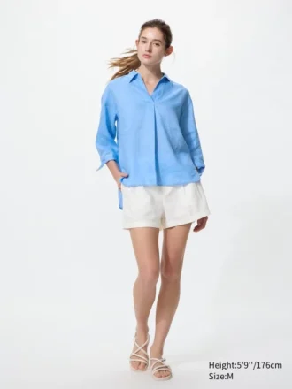Kadınlar İçin Premium Linen Skipper Yaka Gömlek