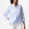 Kadınlar İçin Premium Linen Skipper Yaka Gömlek | Çizgili