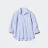 Kadınlar İçin Premium Linen Skipper Yaka Gömlek | Çizgili