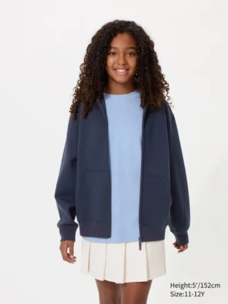 Çocuklar İçin Dry Sweat Tam Fermuarlı Kapüşonlu Sweatshirt