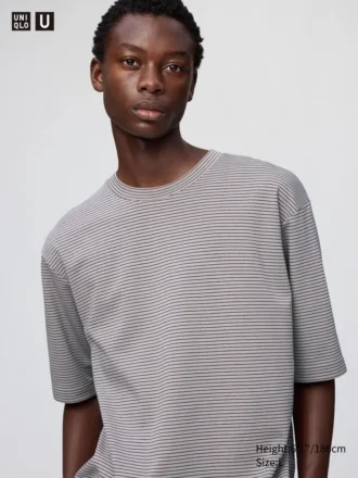 Unisex AIRism Pamuklu Oversized Çizgili Tişört
