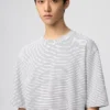 Unisex AIRism Pamuklu Oversized Çizgili Tişört