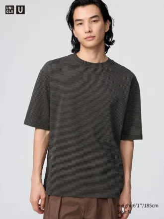 Unisex AIRism Pamuklu Oversized Çizgili Tişört