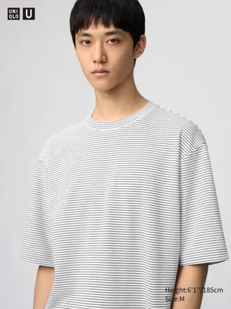 Unisex AIRism Pamuklu Oversized Çizgili Tişört