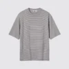 Unisex AIRism Pamuklu Oversized Çizgili Tişört