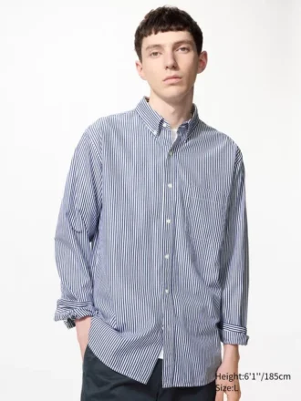 Unisex Broadcloth Gömlek | Düğmeli | Çizgili