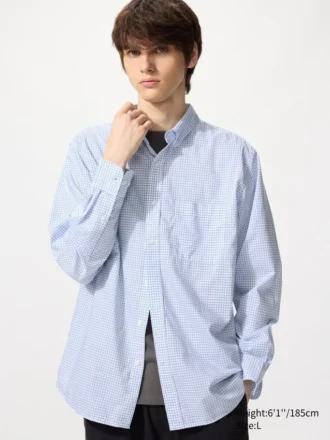 Unisex Broadcloth Gömlek | Düğmeli | Kareli