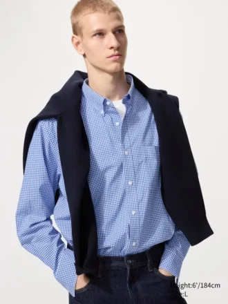 Unisex Broadcloth Gömlek | Düğmeli | Kareli
