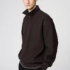 Unisex Fırçalanmış Yarım Fermuarlı Sweatshirt