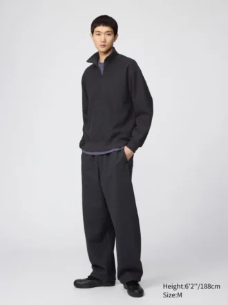 Unisex Fırçalanmış Yarım Fermuarlı Sweatshirt