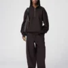 Unisex Fırçalanmış Yarım Fermuarlı Sweatshirt
