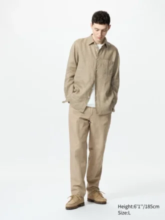 Unisex Keten Karışımlı Bol Pantolon