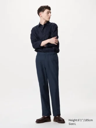 Unisex Keten Karışımlı Bol Pantolon