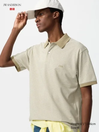 Unisex Kuru Pike Çizgili Polo Yaka Tişört | Dar Çizgili