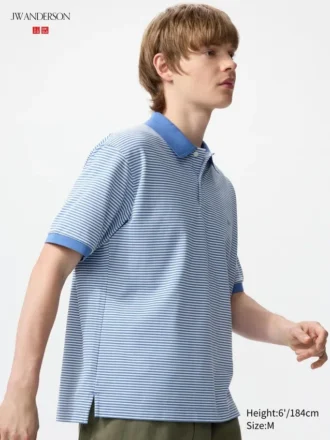 Unisex Kuru Pike Çizgili Polo Yaka Tişört | Dar Çizgili