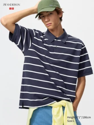 Unisex Kuru Pike Çizgili Polo Yaka Tişört | Geniş Çizgili