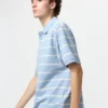 Unisex Kuru Pike Çizgili Polo Yaka Tişört | Geniş Çizgili