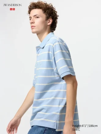 Unisex Kuru Pike Çizgili Polo Yaka Tişört | Geniş Çizgili