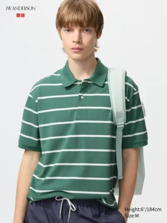 Unisex Kuru Pike Çizgili Polo Yaka Tişört | Geniş Çizgili