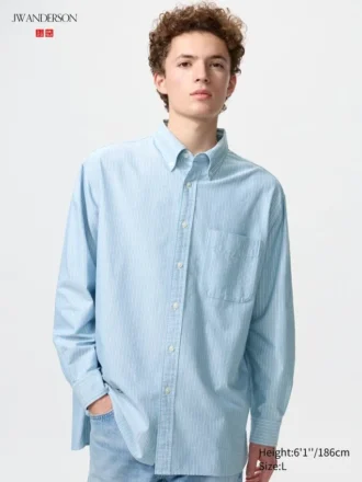 Unisex Oxford Oversized Gömlek | Çizgili
