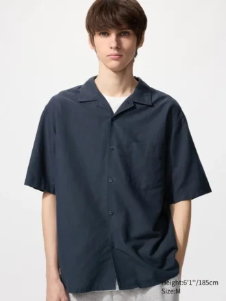 Unisex Pamuklu Keten Gömlek | Kısa Kollar