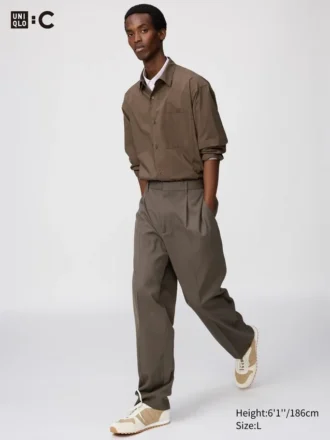 Unisex Pileli Geniş Konik Pantolonlar