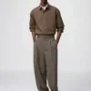 Unisex Pileli Geniş Konik Pantolonlar