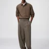 Unisex Pileli Geniş Konik Pantolonlar