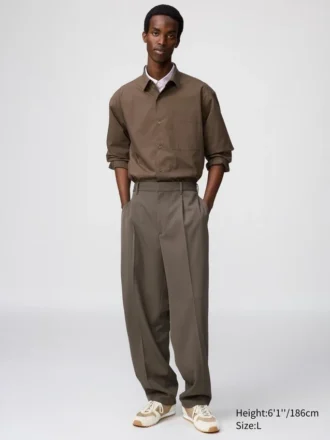 Unisex Pileli Geniş Konik Pantolonlar