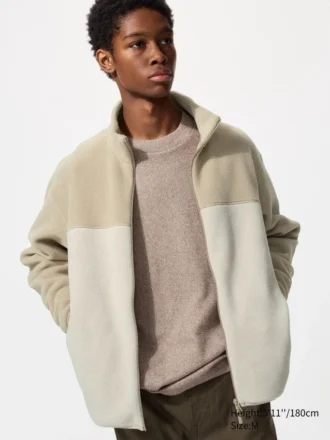Unisex Polar Tam Fermuarlı Ceket | Renk Blok
