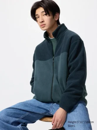 Unisex Polar Tam Fermuarlı Ceket | Renk Blok